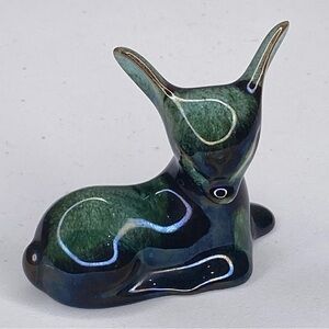 Vtg Blue Mountain Pottery Drip Glaze Fawn Deer MCM Ceramic Figurine